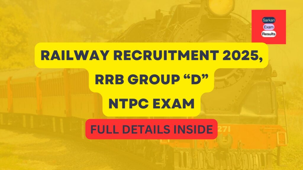 RAILWAY RECRUITMENT 2025 NTPC RRB